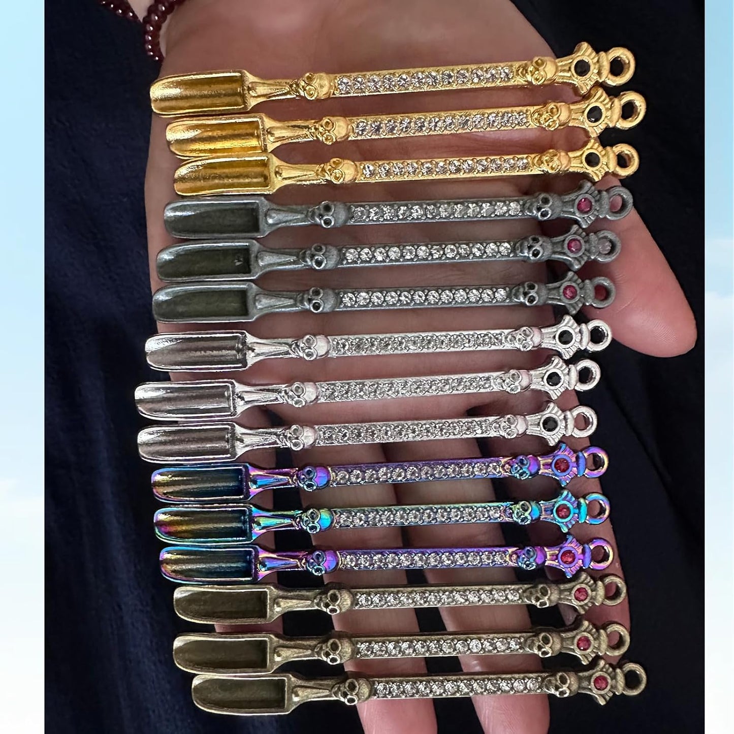 15PCS Mini spoons Necklace Charm Keychain Accessory Measuring Spoon for Coffee Sugar and Tiny Spoons for Daily DIY Pendant Mini Spoon Keychain Ideal Kitchen Tool