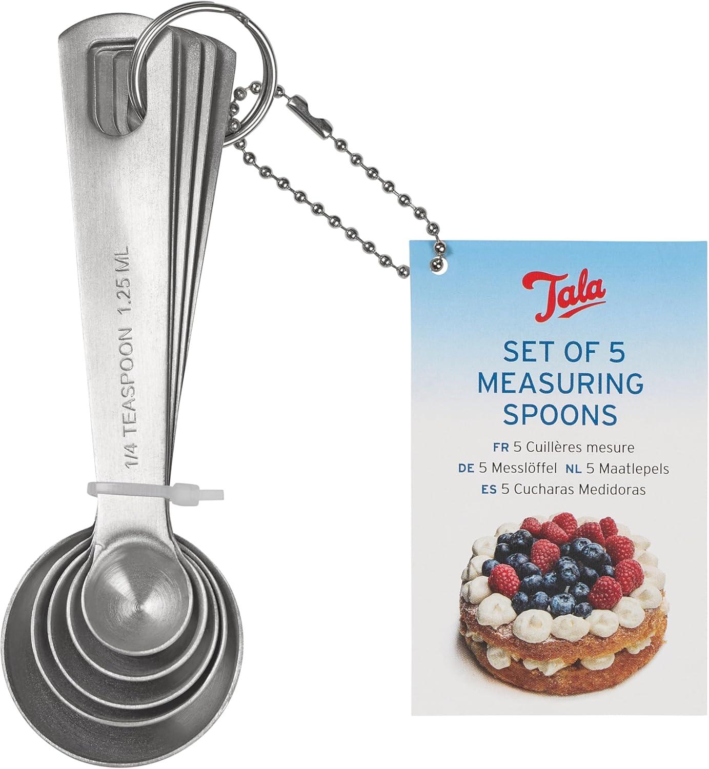 Tala Stainless Steel Measuring Spoons, 5 Piece Set for Measuring Dry and Liquids