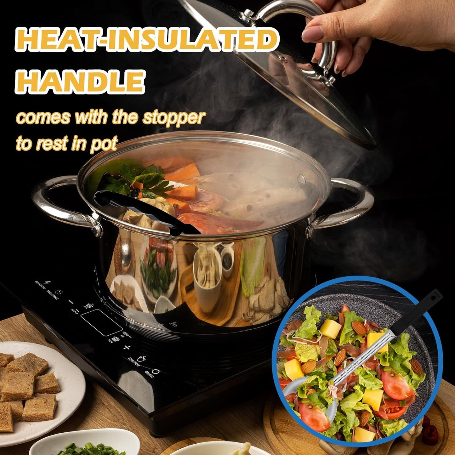 2 Pcs Dog Food Scoop Long Handled Scoops 3/4 Cup Stainless Steel Measuring Cups Portion Control Serving Spoons for Dogs Cats Birds and Rabbits Pet Food Feeding Scoop (3/4 Cup)