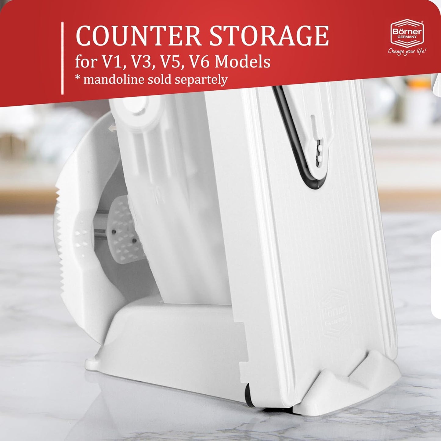 Borner by Reston Lloyd Mandoline Docking Station for Upright Storage, White