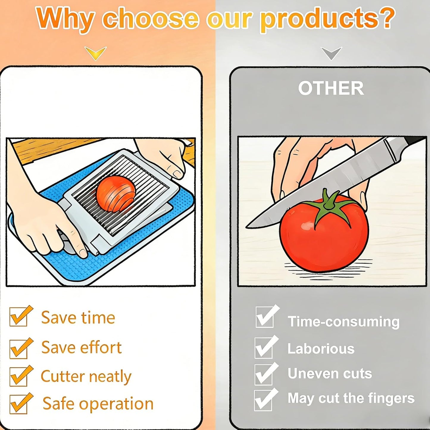 Tomato Slicer, Tomato Cutter Vegetable Slicer, Stainless Steel Blades for Home Use for Smooth Cutting, gadgets for home to make life easier