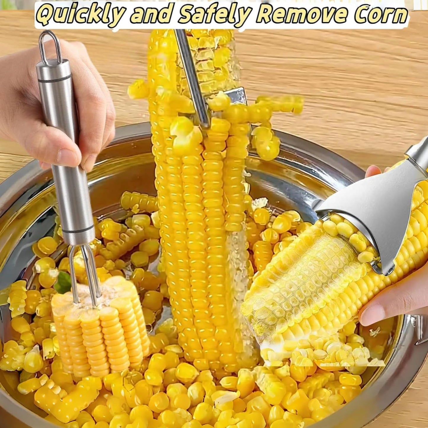 Corn Peeler 2PCS Stainless Steel Corn Peeler and Stripper Tool Set 2026 Corn Planer Cutter Thresher Scraper,Peel Corn Cob Separator Quick
