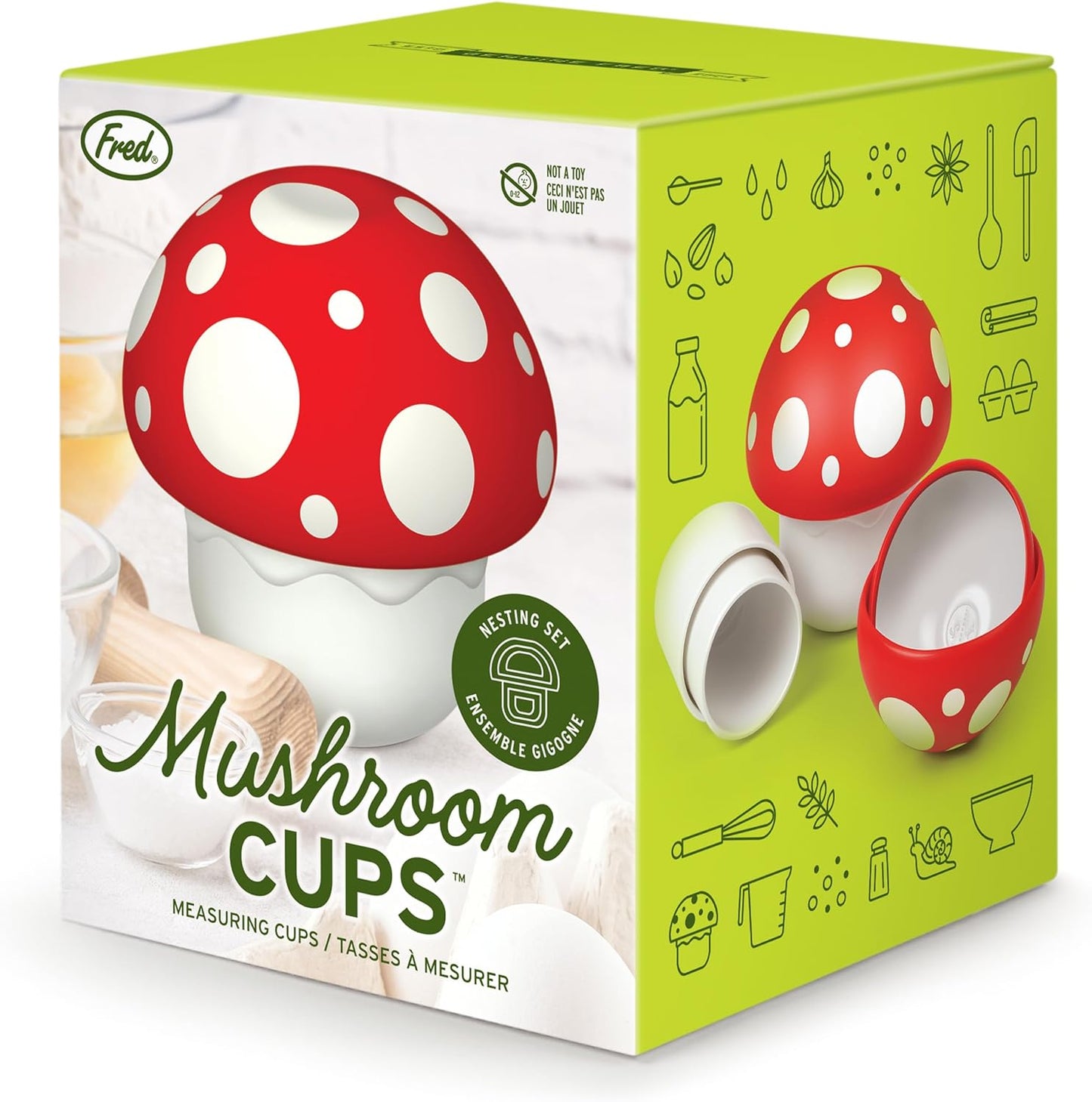 Genuine Fred Nesting Mushroom Measuring Cups, Set of Fun and Functional Kitchen Measuring Tools, Space-Saving Design with Unique Mushroom Shape