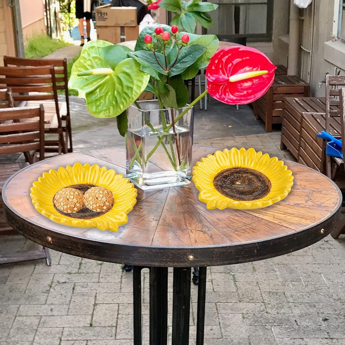 Sunflower Shaped Ceramic Spoon Rest - 2 PCS for Stove Top & Counter