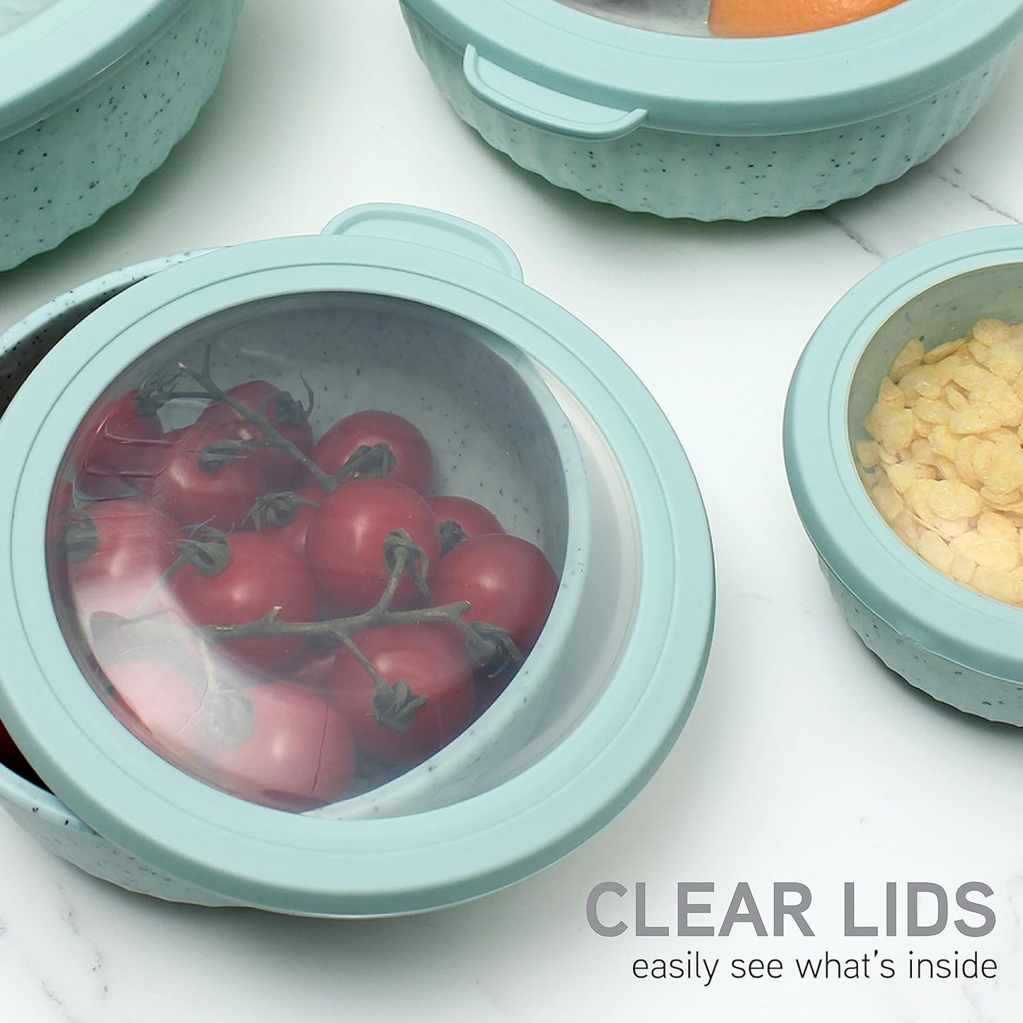 COOK WITH COLOR Prep Bowls with Lids- Wide and Deep Nesting Plastic Small Mixing Bowl Set with Lids, 8 Piece Set - Wide Bowls, Blue