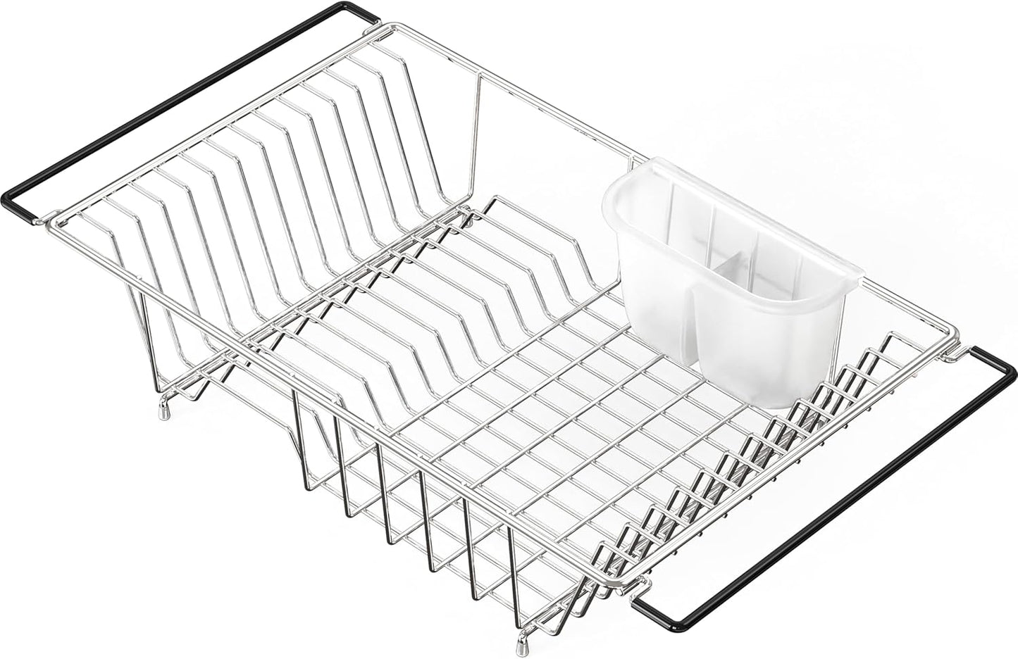 Simple Houseware Over Sink Counter Top Stainless Steel Dish Drainer Drying Rack, Chrome
