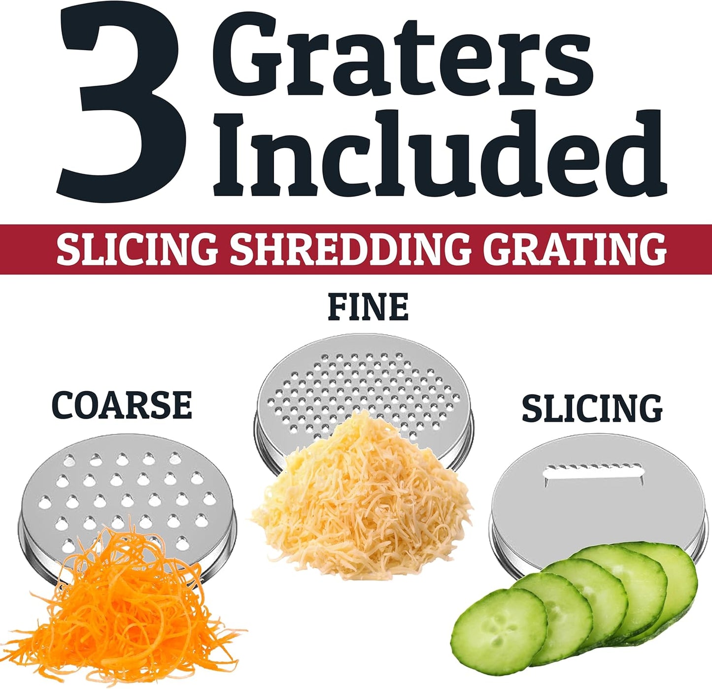 Priority Chef Stainless Steel Mixing Bowls with Lids Set, 3 Grater Attachments, Airtight Lids, Non-Slip Silicone Base Mixing Bowl Set, Large Prep Metal Mixing Bowls for Kitchen, Black