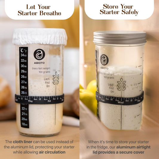 Complete Sourdough Supplies with 9" Round Banneton Proofing Basket and 24oz Starter Jar - Beginner-Friendly Sourdough Bread Kit and Baking Gifts for Women, Men, and Bread Bakers