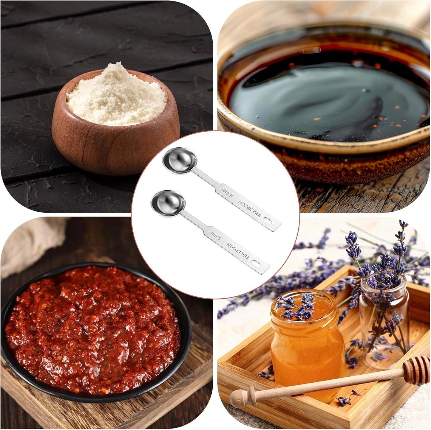 2 PCS Teaspoon Measuring Spoon Set Stainless Steel Single Tablespoon Measuring Spoon Metal Long Handle Measuring Spoons, Kitchen Gadgets for Cooking & Baking (1/3 tbsp | 5 ml |5 cc| 1/6 oz)