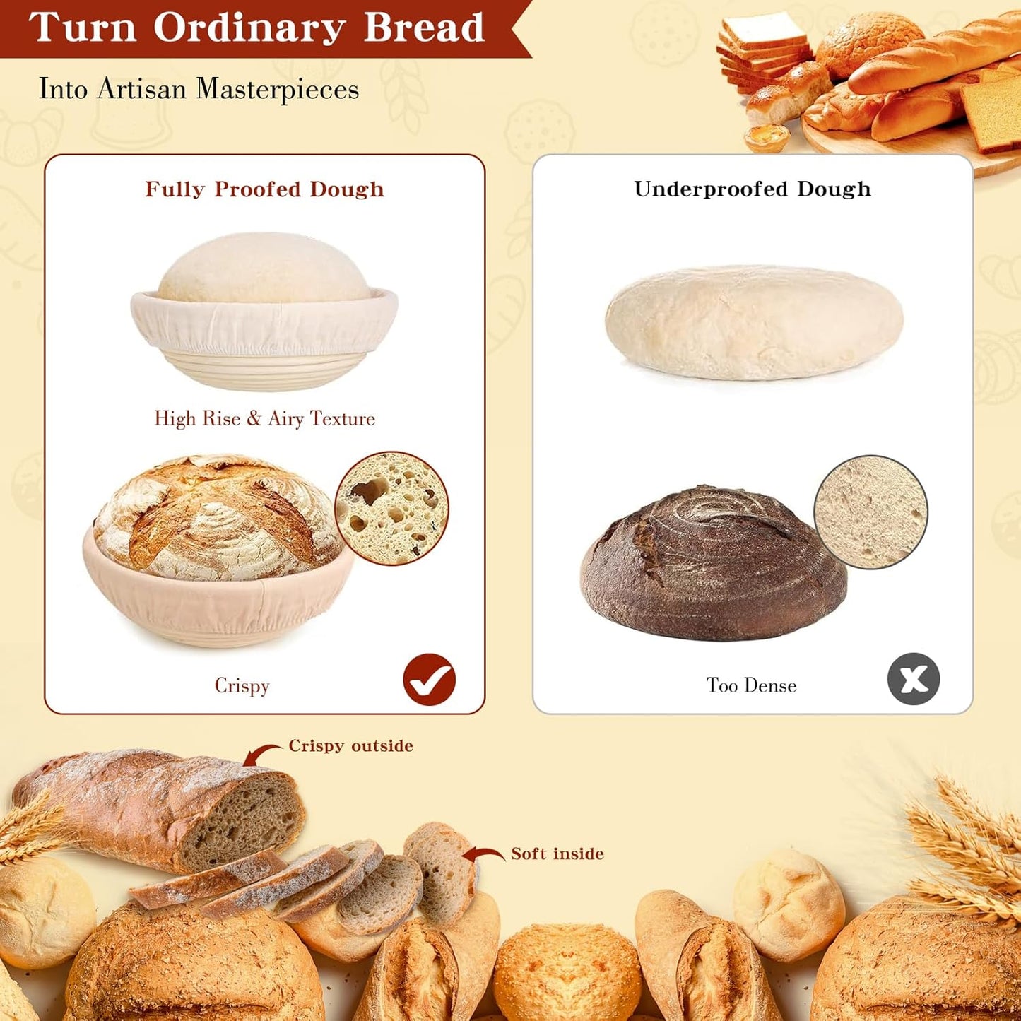 Complete Sourdough Starter Kit, 10" Oval and 9" Round Banneton Bread Proofing Basket with Glass Sourdough Starter Jar, Sourdough Bread Baking Supplies Kit Gifts for Bakers Women Wife Mom