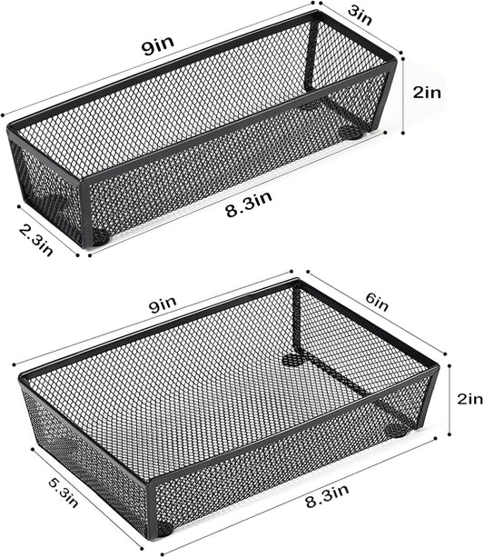 BYCY 3 Pack Mesh Flatware Drawer Organizer for Kitchen/Office/Home Tools,Spoon Knife Fork Organizers Box Utensil Tabletop Storage Tray (12 x 6 x 2 Inch)