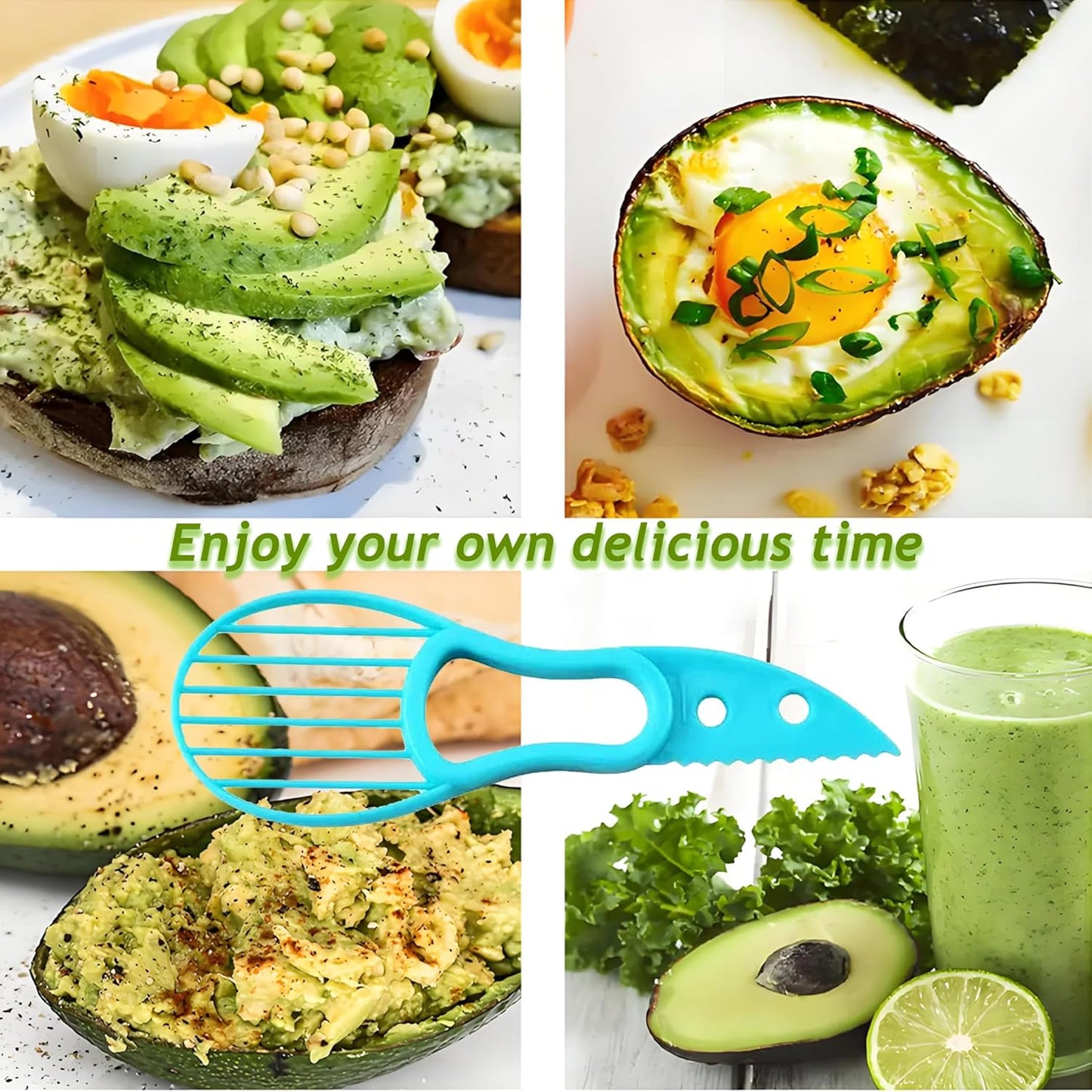 Avocado Slicer Tool 3 in 1, Avocado Pit Remover Kitchen Gadgets, Avocado Corer Tool, Fruit & Avocado Peeler Tools, Green