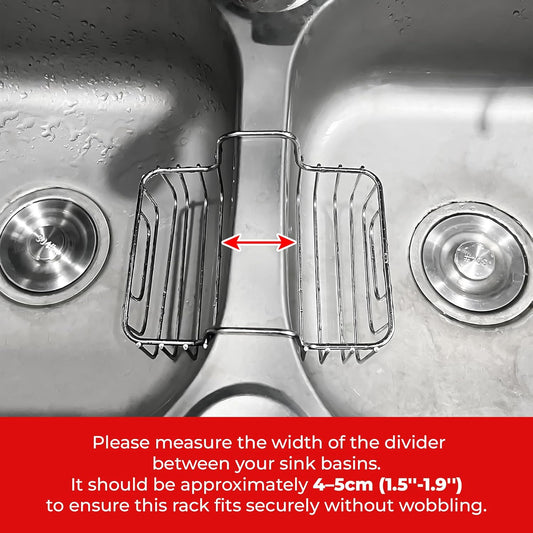 BuleVina Stainless Steel Sponge Holder for Kitchen Sink - Never Rust Hanging Saddle Double for Soap Kitchen Sink Caddy 2.2 inch, Rustproof Organizer for Dishwashing and Brush Drying