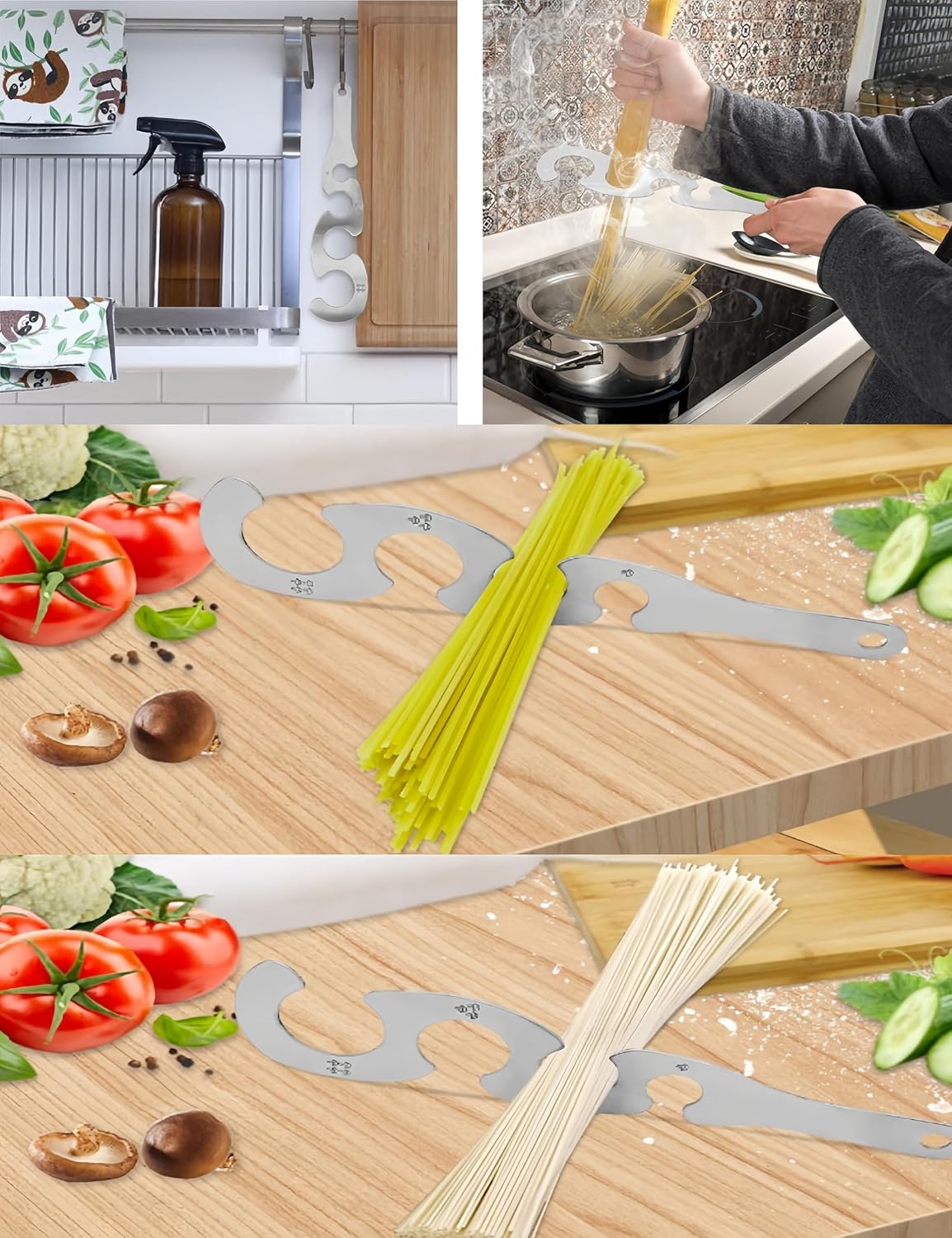 1Pc Stainless Steel Pasta Measurer Tool, Spaghetti Pasta Measuring Tool, Pasta Tools for Portion Control, Adjustable Kitchen Cooking Utensil for Home Cooks & Chefs