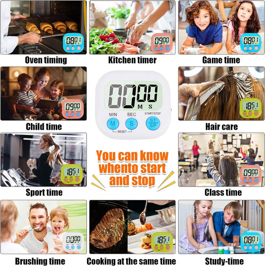 4-Piece Multi-Function Electronic Timer, Learning Management, Suitable for Kitchen, Study, Work, Exercise Training, Outdoor Activities(not Including Battery).