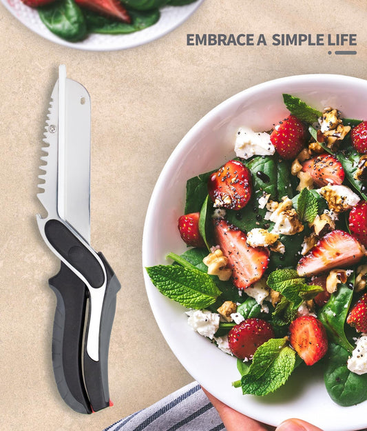 6 in 1 Kitchen Scissors for food,Tomato Knife Chops Cutting Board Scissors with Safety Lock,Detachable kitchen shears for food Meat Cheese Vegetable Fruit, Dishwasher Safe