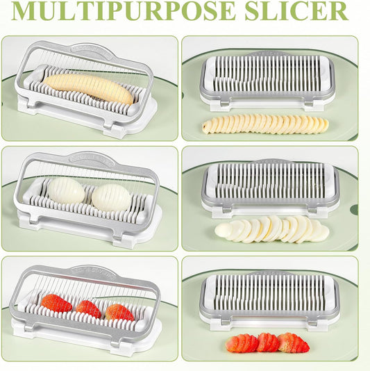 Larger Banana Slicer Egg Slicer for Hard Boiled Eggs, Stainless Steel & Aluminium Wires Strawberry slicer Multipurpose Heavy Duty Dishwasher Safe Banana Cutter slicer
