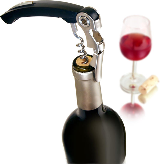 Vacu Vin Winged Corkscrew – Classic Two-Arm Wine Opener with Built-In Bottle Opener – Easy Cork Removal – Durable, Ergonomic Wine Bottle Opener – Ideal for Home, Kitchen & Bar Use