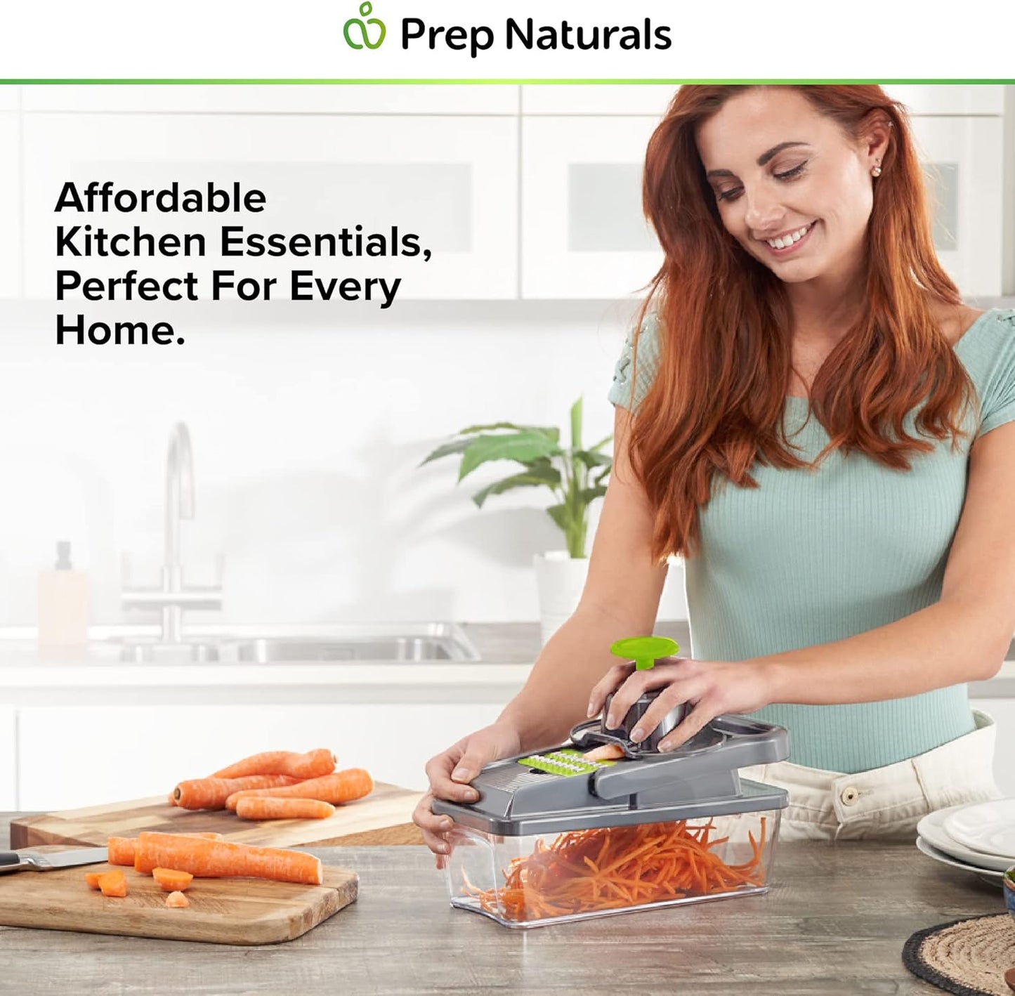 PrepNaturals Vegetable Chopper & Mandoline Slicer - 12 in 1, Blue/White