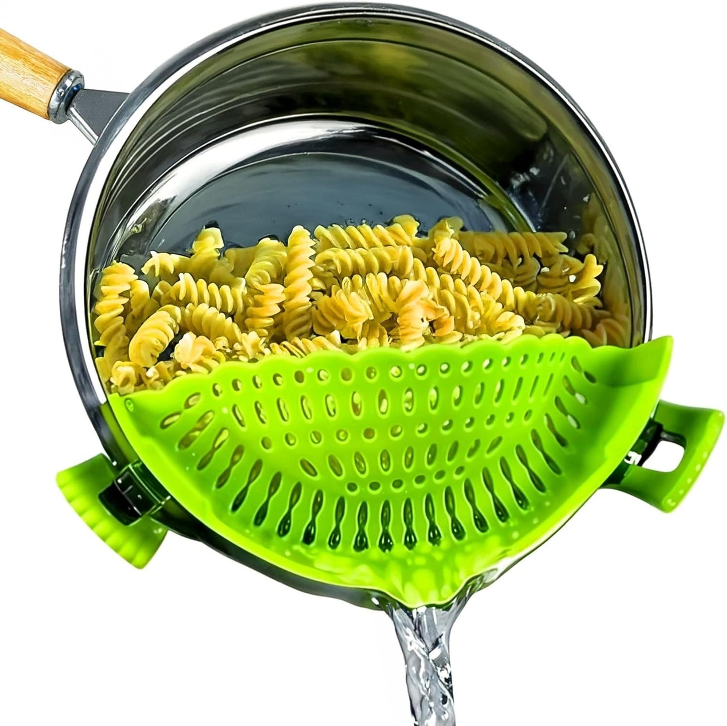 Performore Compact Universal Silicone Snap-On Pot Strainer | Heat-Resistant Clip-On Food Colander | BPA-Free Pasta, Vegetable & Soup Drainer | Dishwasher Safe Kitchen Tool