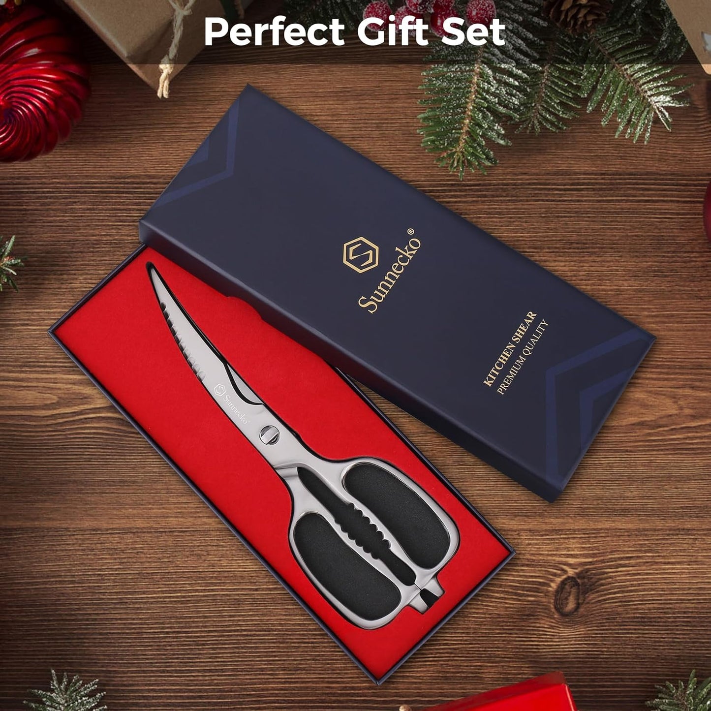 Sunnecko Kitchen Scissors All Purpose Heavy Duty Scissors Titanium Coated, Kitchen Shears for Food, Micro Serrated with Detachable Blades