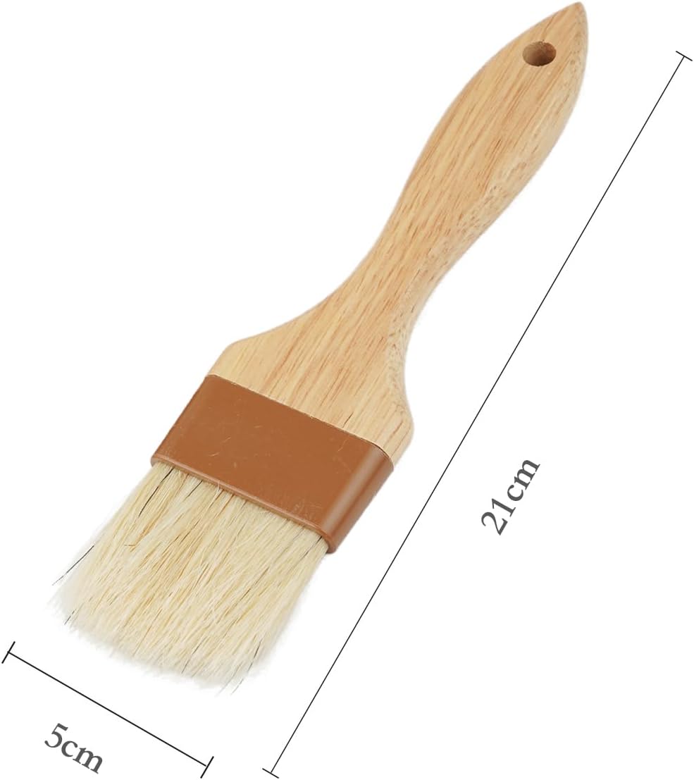 2Pcs Pastry Brushes for Baking Food Brush Basting Brush with Wooden Handle Cooking Brush for Oil and Sauce (1 Inch, 1.5 Inch)