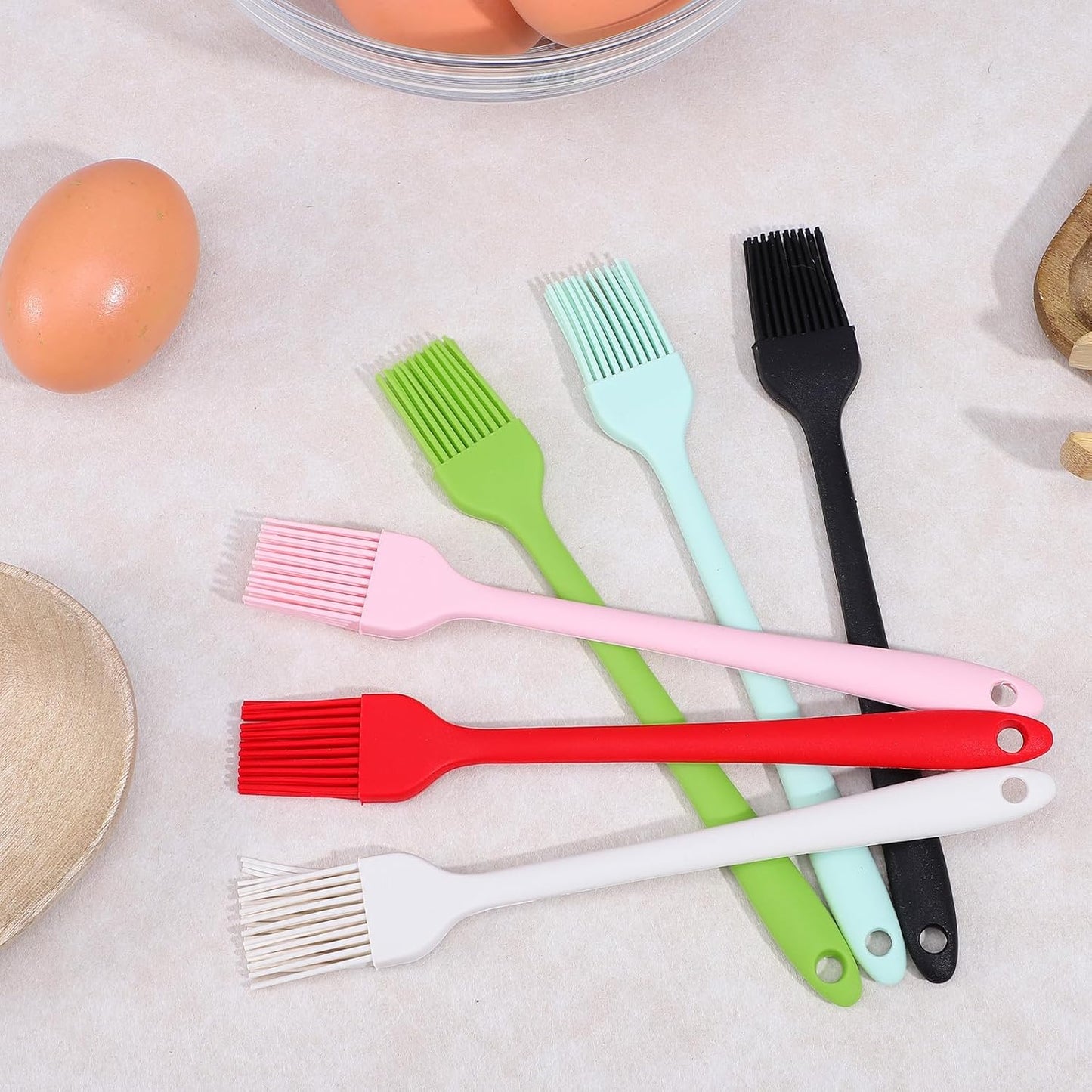 6Pcs Silicone Pastry Brush Cooking Basting Brush Premium Heat Resistant Kitchen Utensils for BBQ Sauce Oil Meat Butter Marinade Food, 19cm/7.48"
