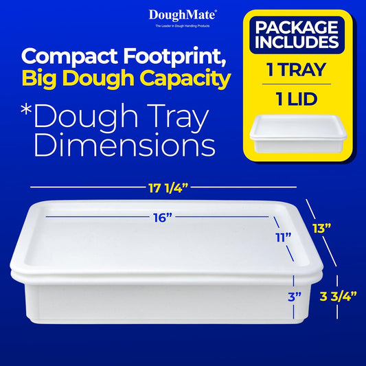DoughMate® Artisan Kit – 2 Pizza Dough Proofing Trays, 1 Lid, and Dough Scraper – Food Contact Certified, Stackable, Made in USA