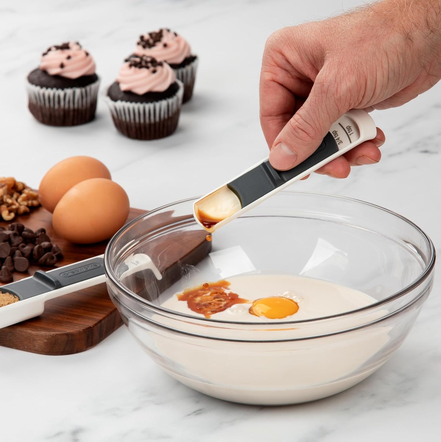 Prepworks Adjustable Measuring Cup & Spoons Set, Measures from 1/4tsp to 1 Cup, For Dry and Wet Ingredients, 3-Piece Set