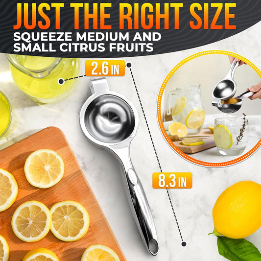 Hand Juicer Squeezer with Ergonomic Heavy Duty Handle – 20 oz Bowl Aluminum Lemon Juicer with Pour Spout for Mess-Free Pouring - Manual Citrus Press for Lemon, Orange, Lime, Grapefruit, Pomegranate