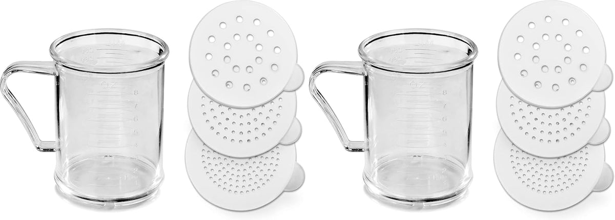 22513 Polycarbonate Plastic Dredge Shaker with 3 Snap-on Lids, Seasoning Sugar Spice Pepper Shaker, 10 OZ