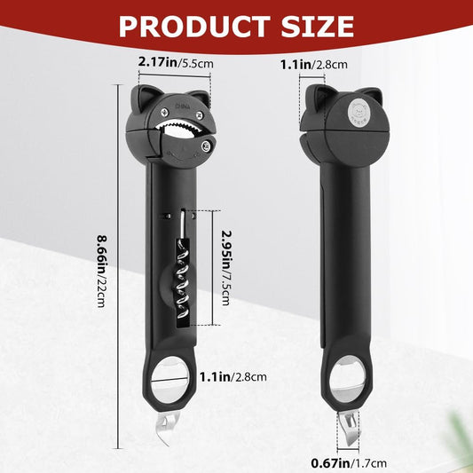 Jar Opener Bottle Opener and Wine Opener' for Seniors with Arthritis, Weak Hands, Retractable Magnetic Can Opener', Multifunctional Can Opener' Jar Lid Gripper(COLOR:Black)