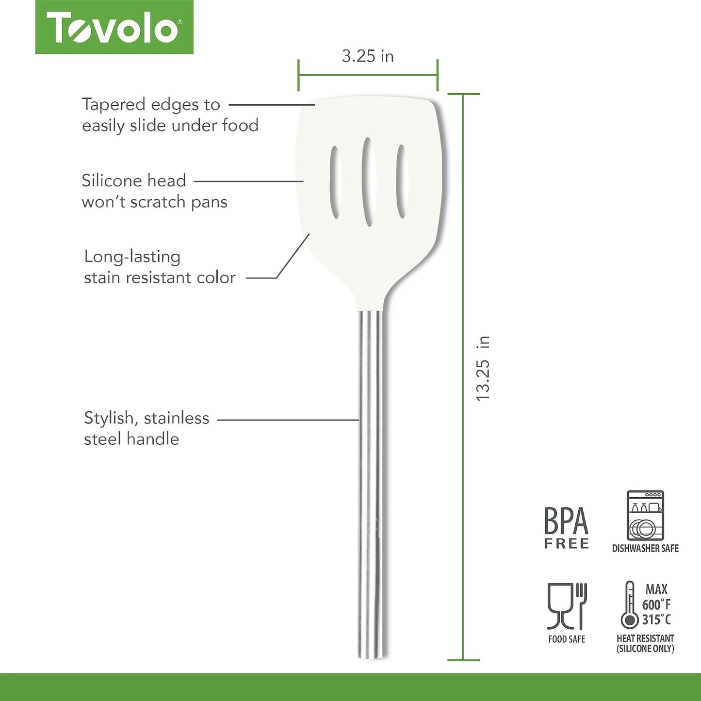 Slotted Silicone Spatula Turner Slotted Stainless Steel Handle 10" Blue Slate Heat Resistant Non Toxic BPA Free Kitchen Utensil, Silicone Egg Pancake Flipper Metal Handle Turner for Cooking