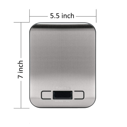 Digital Kitchen Food Scale 11 lb Grams and Ounces Small Stainless Steel Backlit Silver Batteries Included