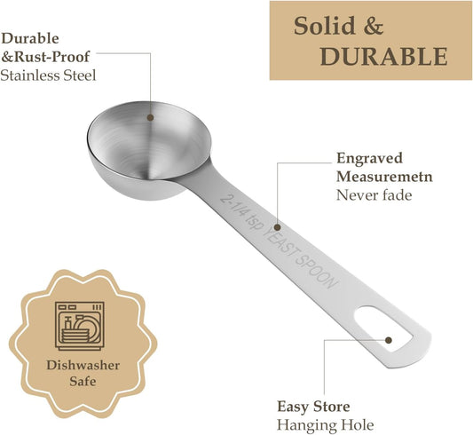 1PCS Yeast Measuring Spoon(2-1/4tsp, 2.25tsp, 0.25oz) | High Precision, Durable Stainless Steel, Rust-Free, Dishwasher-Safe, Easy-Read Marking