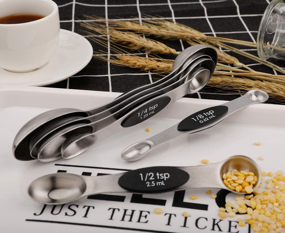 Magnetic Measuring Spoons Set Stainless Steel Dual Sided Measuring Spoons