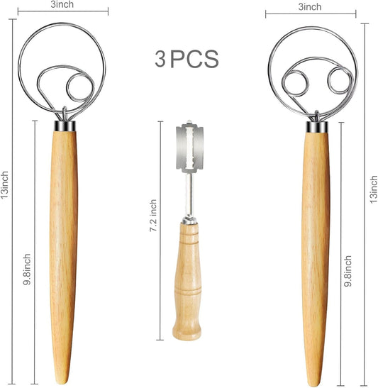 3 Pcs Bread Lame Baking Tools, Premium Dough Scoring Knife, Stainless Steel Sourdough Slashing Tool (2 Pastry Whisks and 1 Bread Lame)