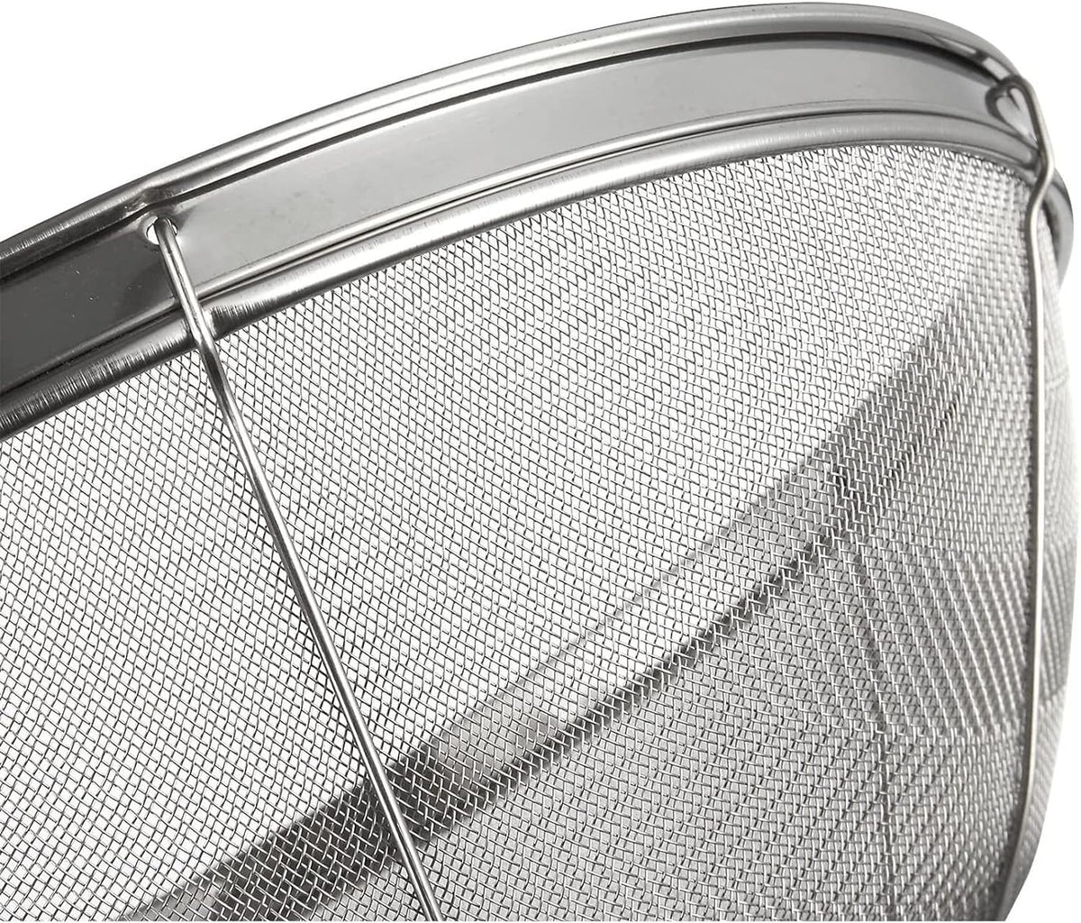 Stainless Steel Fine Mesh Strainer - Durable Rust-Resistant Mesh Colander - Ergonomic Handle Rice Colander - Ultra-Fine Flour Sifter - Dishwasher Safe with Stable Design - 11 in x 4 in, Silver