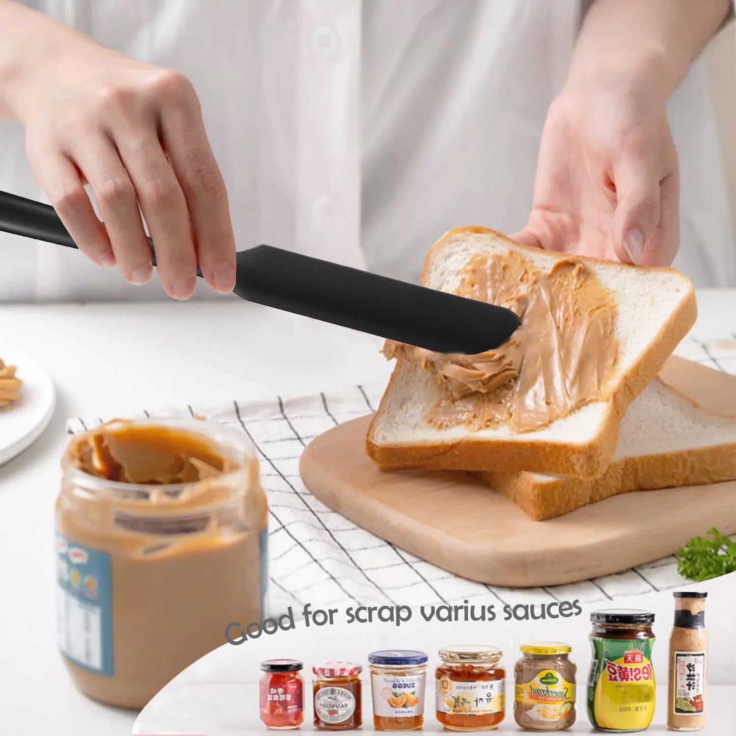 4Pcs Jar Spatula Silicone Long Scraper, Food-grade Cream Spatulas, Heat-Resistant Jam Spreader for Scraping Kitchen Baking Mixing Cake Butter