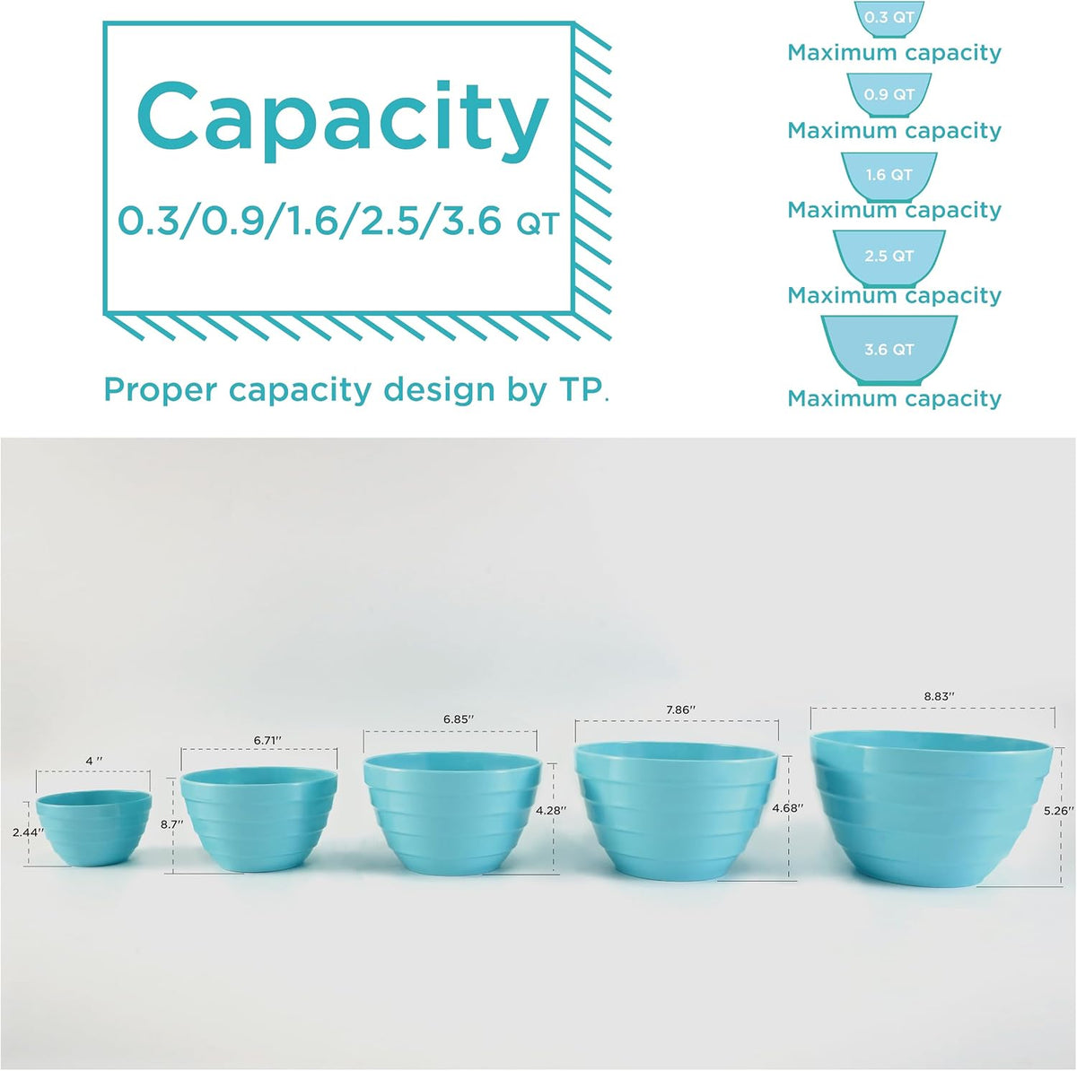 TP Melamine Mixing Bowl Set with Lids, Salad Bowl Set of 3, Aztec Bloom