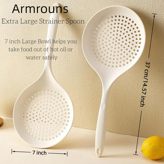 Extra Large Skimmer Slotted Spoon, 14.5 inch Silicone Strainer Skimmer Ladle Spoon Spider for Cooking and Frying, Pasta Strainer Spoon Frying Kitchen Cooking Colander