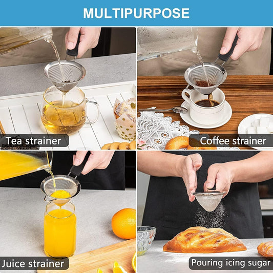 Fine Mesh Strainer - 3.3 Inch Conical Sieve - Tea Strainers for Loose Tea, Coffee Strainer, Food Strainer, Juice Strainer, and Much More!