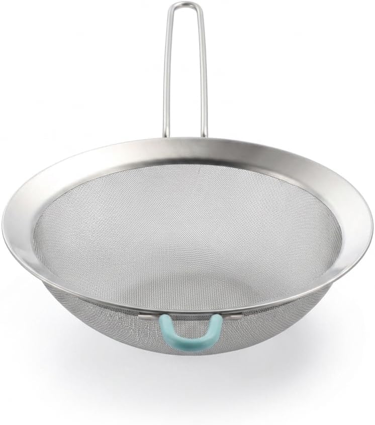 3 inches 304 Stainless Steel Fine Mesh Strainers for Kitchen, Colander-Skimmer with Handle, Metal Sieve Sifters for Food, Rice, Oil, Noodles, Fruits, Vegetable, Tea Strainer