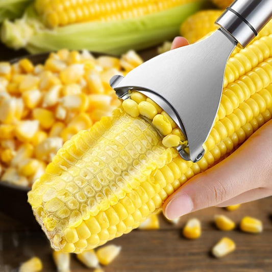 Silvery Fast Corn Cob Separator, Stainless Steel Corn Peeler for Corn on the, Multifunctional Corn Stripper for Corn on the Cob Remover Tool Corn Cob Stripper Corn Kernel Remover Tool Peelers