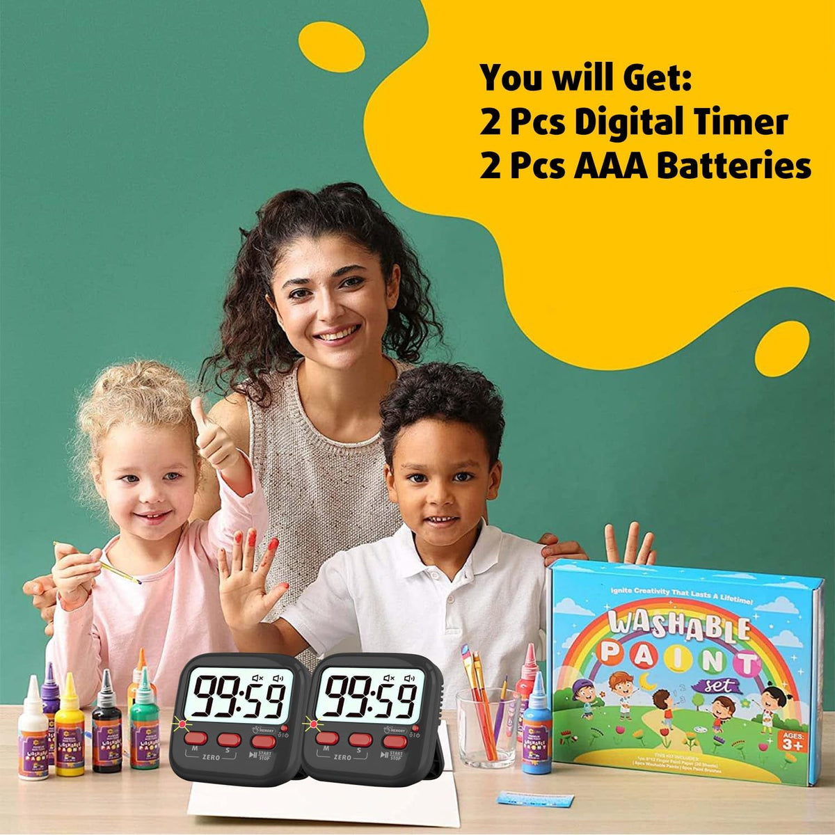 2 Pack Digital Timer for Kids Teacher Classroom Kitchen Office