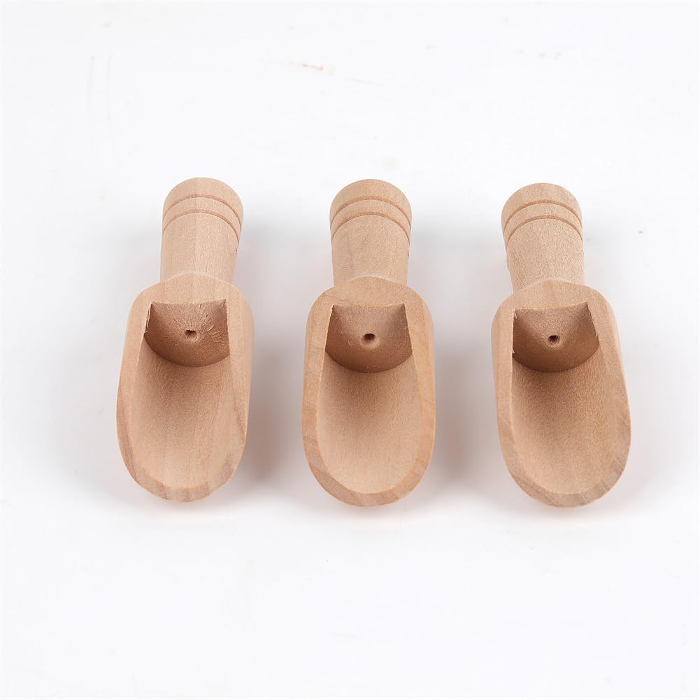 2pcs Mini Wooden Spoons,Mini Bamboo Spoons for Bath Salts, tea scoop, Washing Powder spoon,wooden candy spoon, 2.9 * 0.6 inch