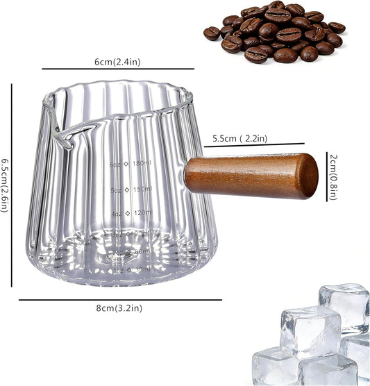 2 PCS Espresso Cups, Ohola 6OZ Espresso Shot Cup, Glass Measuring Cups with V-Shaped Spout, Markings in both oz & ml