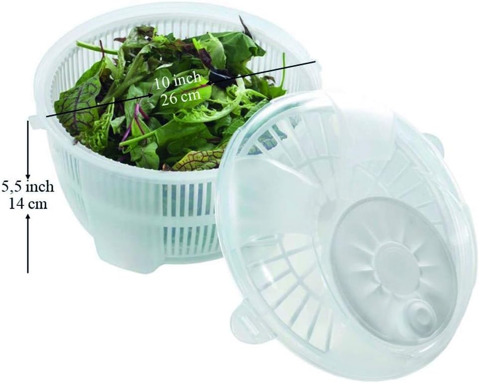 Salad Spinner, Salad Tosser and Mixer, 5,5 Quart, Vegetable Spinner -EXTRA Salt&Pepper Shaker inc. (Purple)
