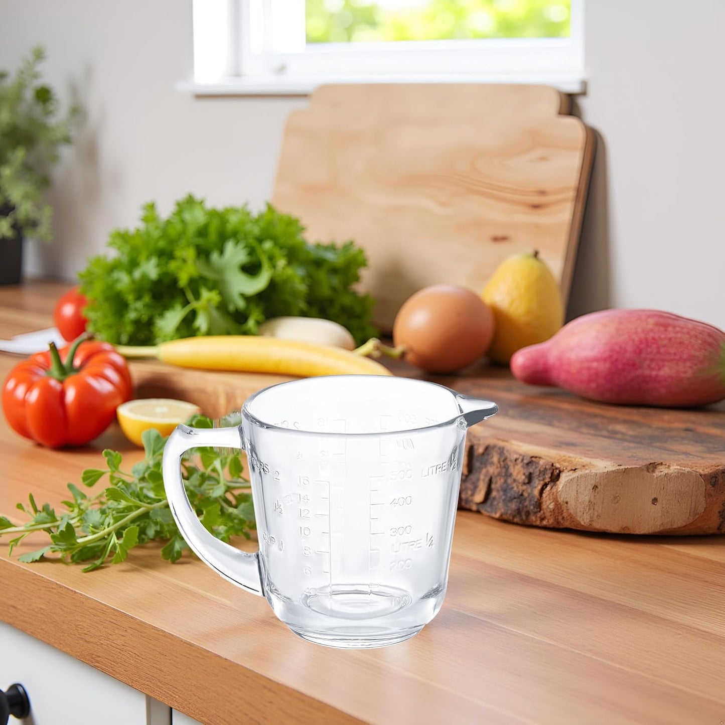 Left Handed Glass Measuring Cups for Left Hand People(2-Cup, 500 ml) | Glass, for Lefty