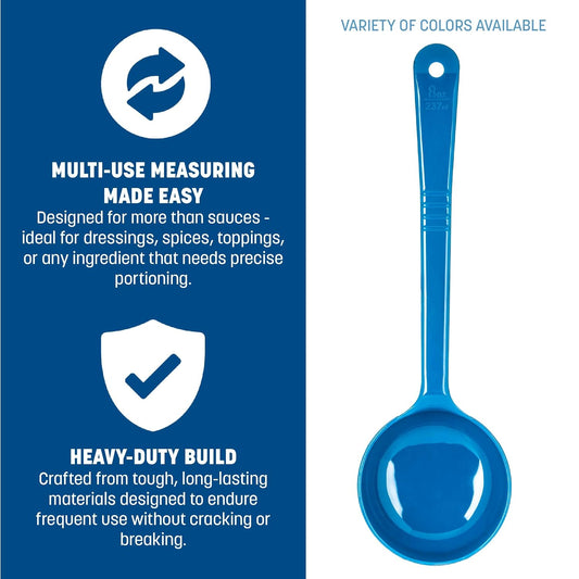 399214 Solid Long Handle Portion Control Spoon, 8 oz, Blue